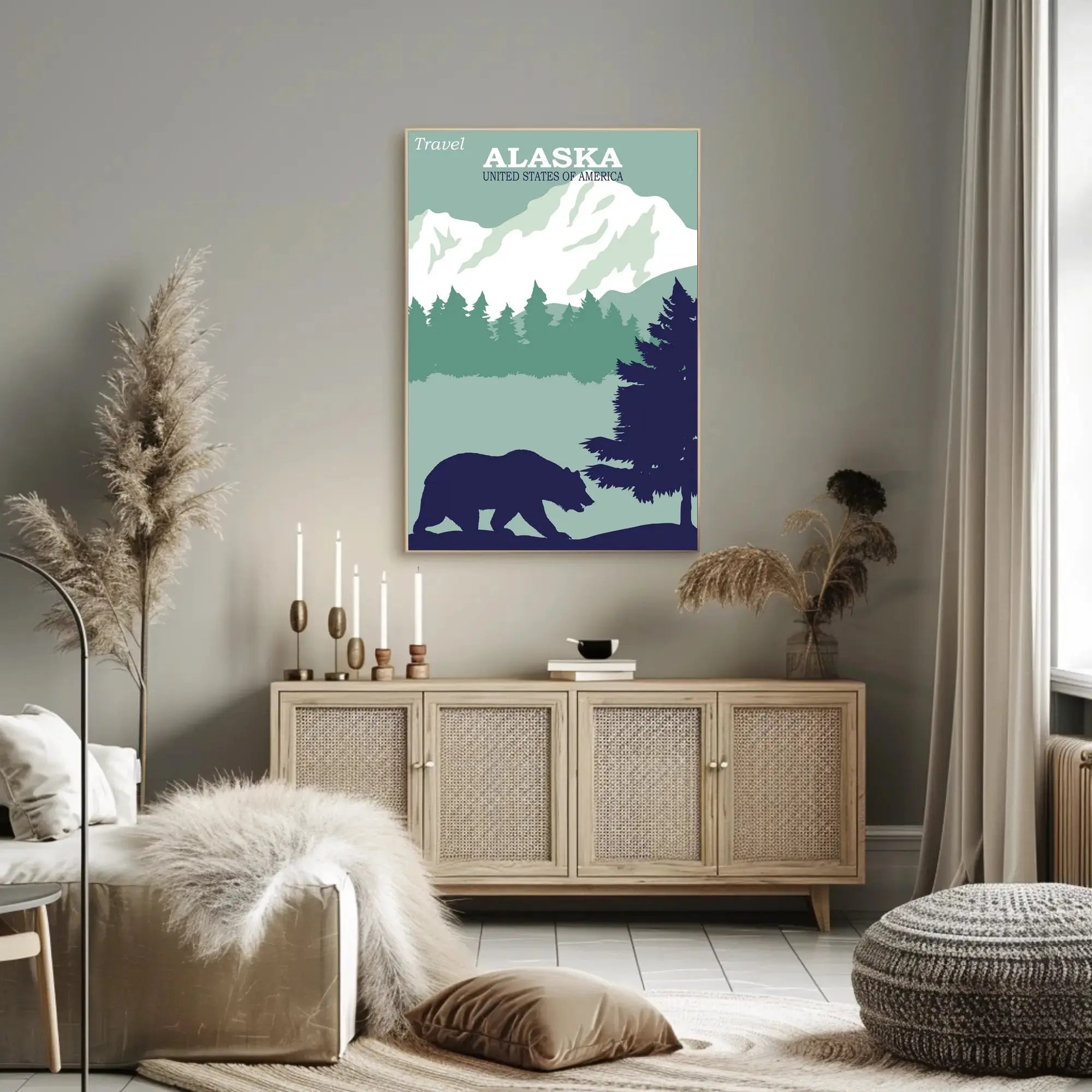 Travel Alaska Retro Wilderness Adventure Poster PosterGoat