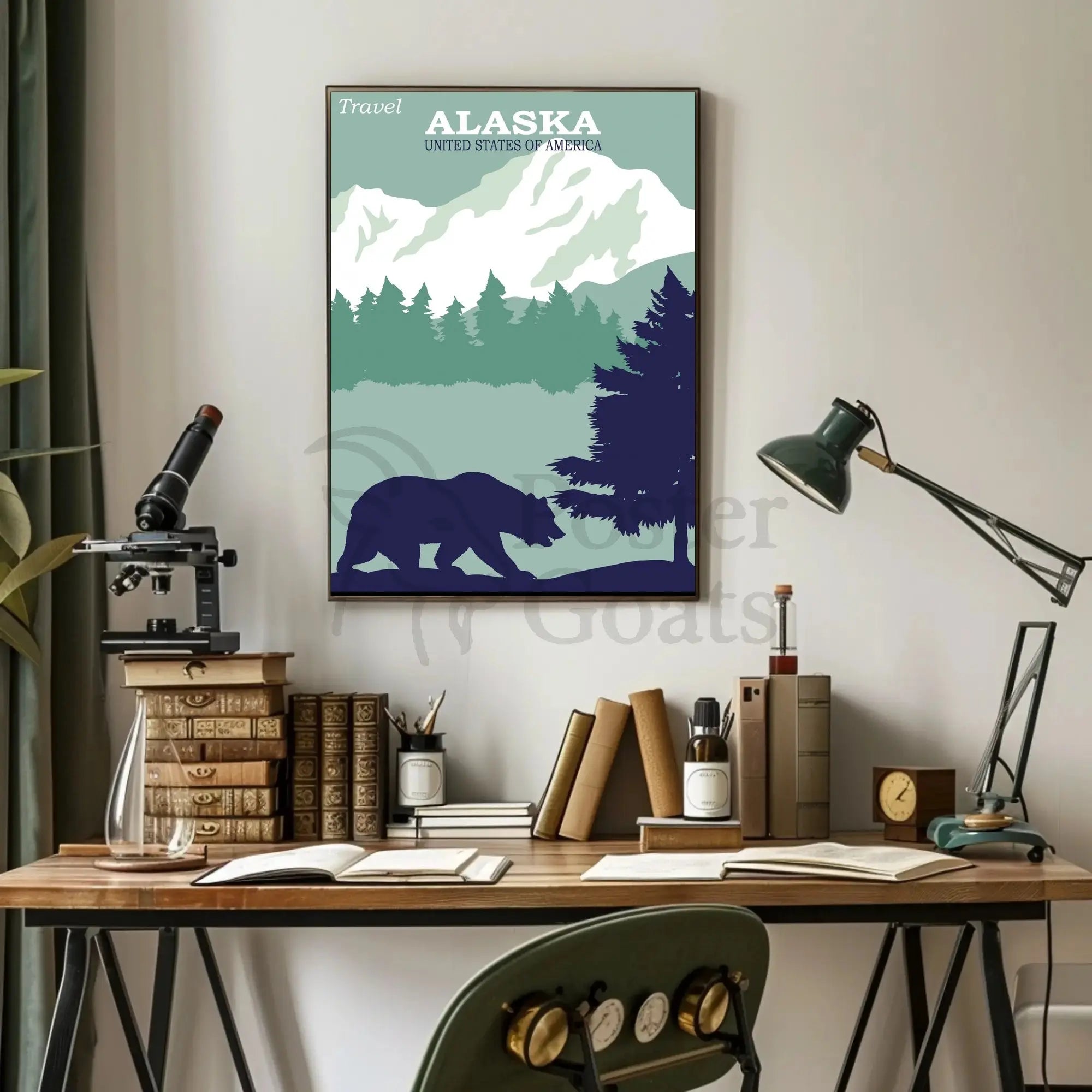 Travel Alaska Retro Wilderness Adventure Poster PosterGoat