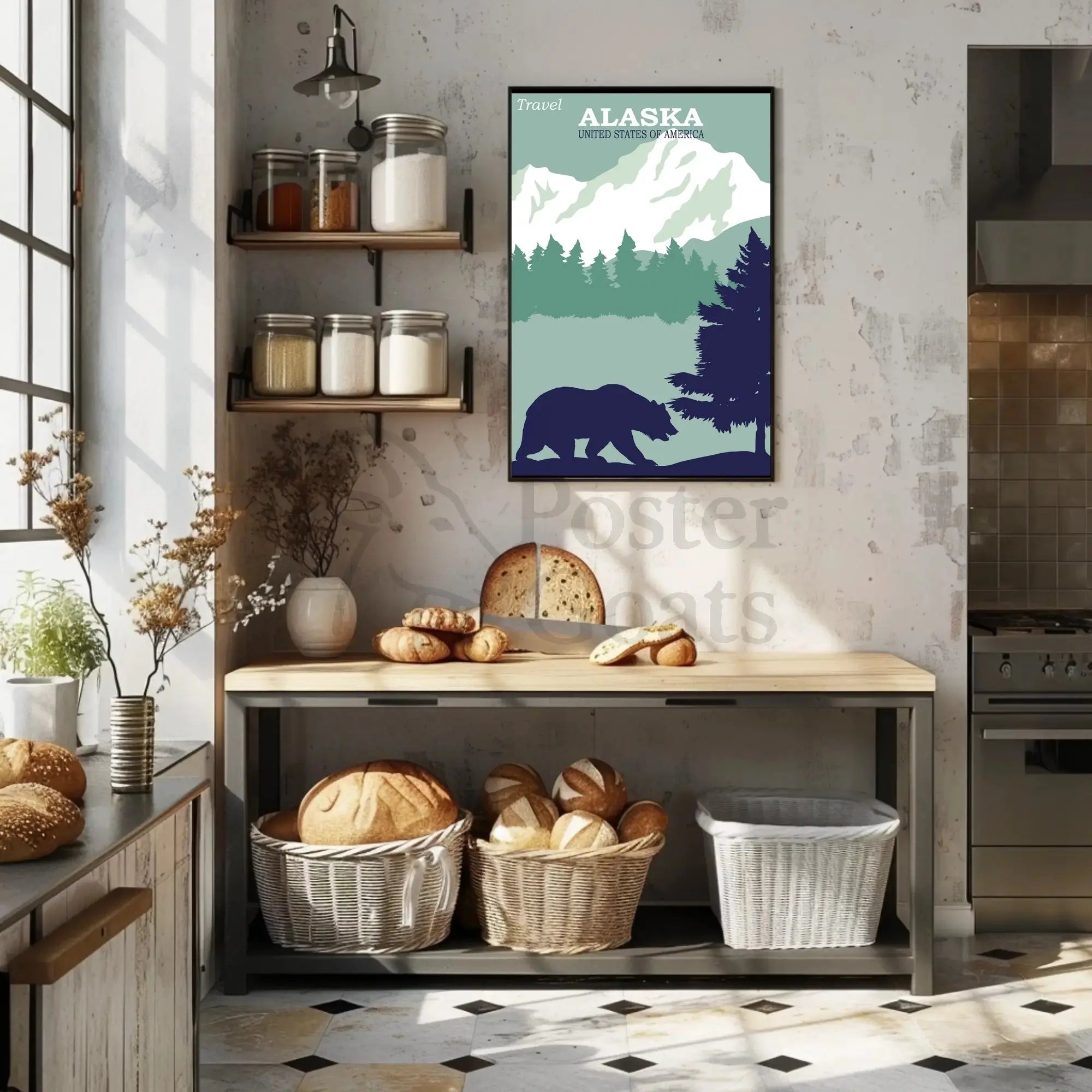 Travel Alaska Retro Wilderness Adventure Poster PosterGoat