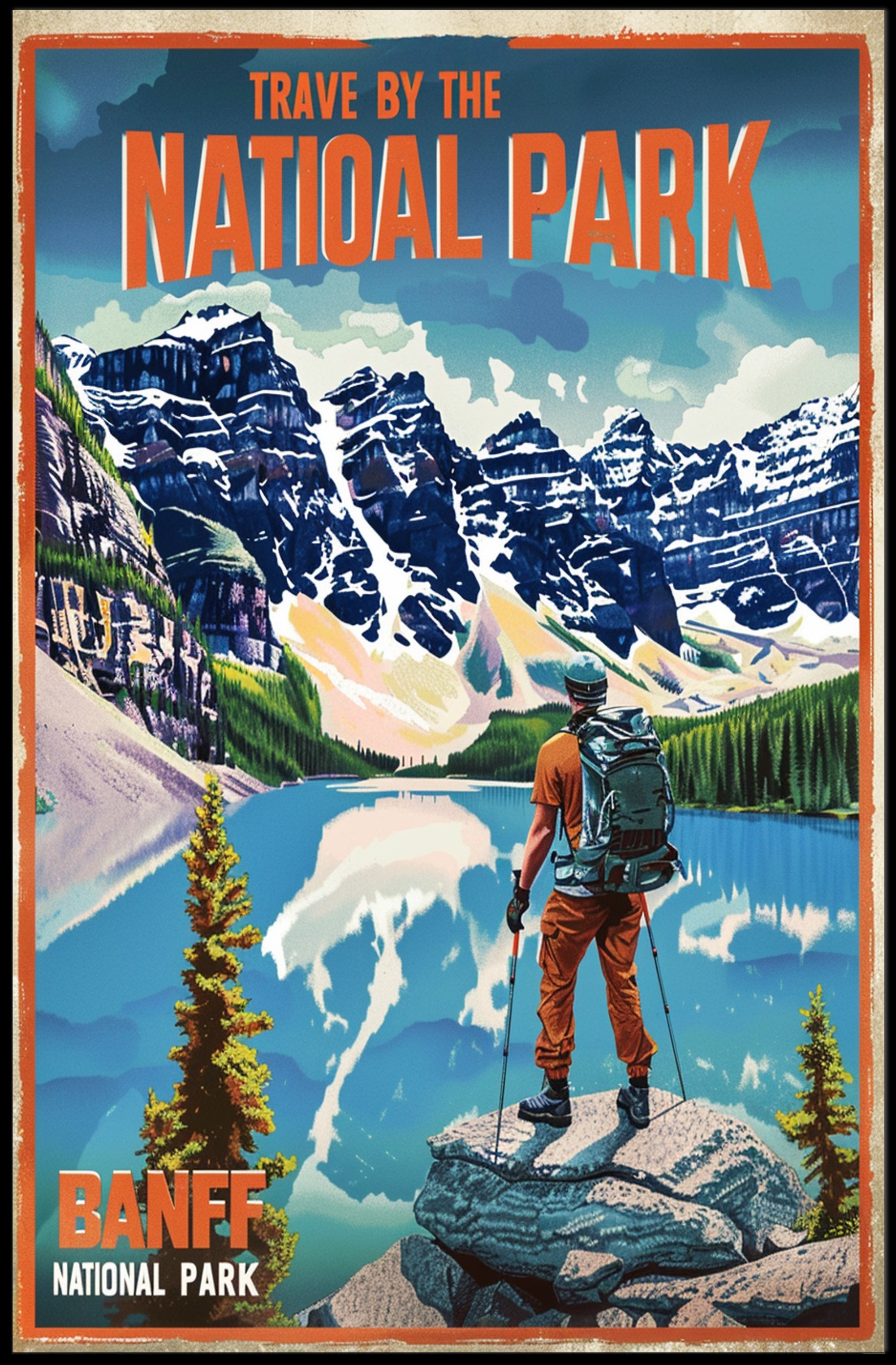 Traveler's Adventure in Banff National Park Travel Poster PosterGoat