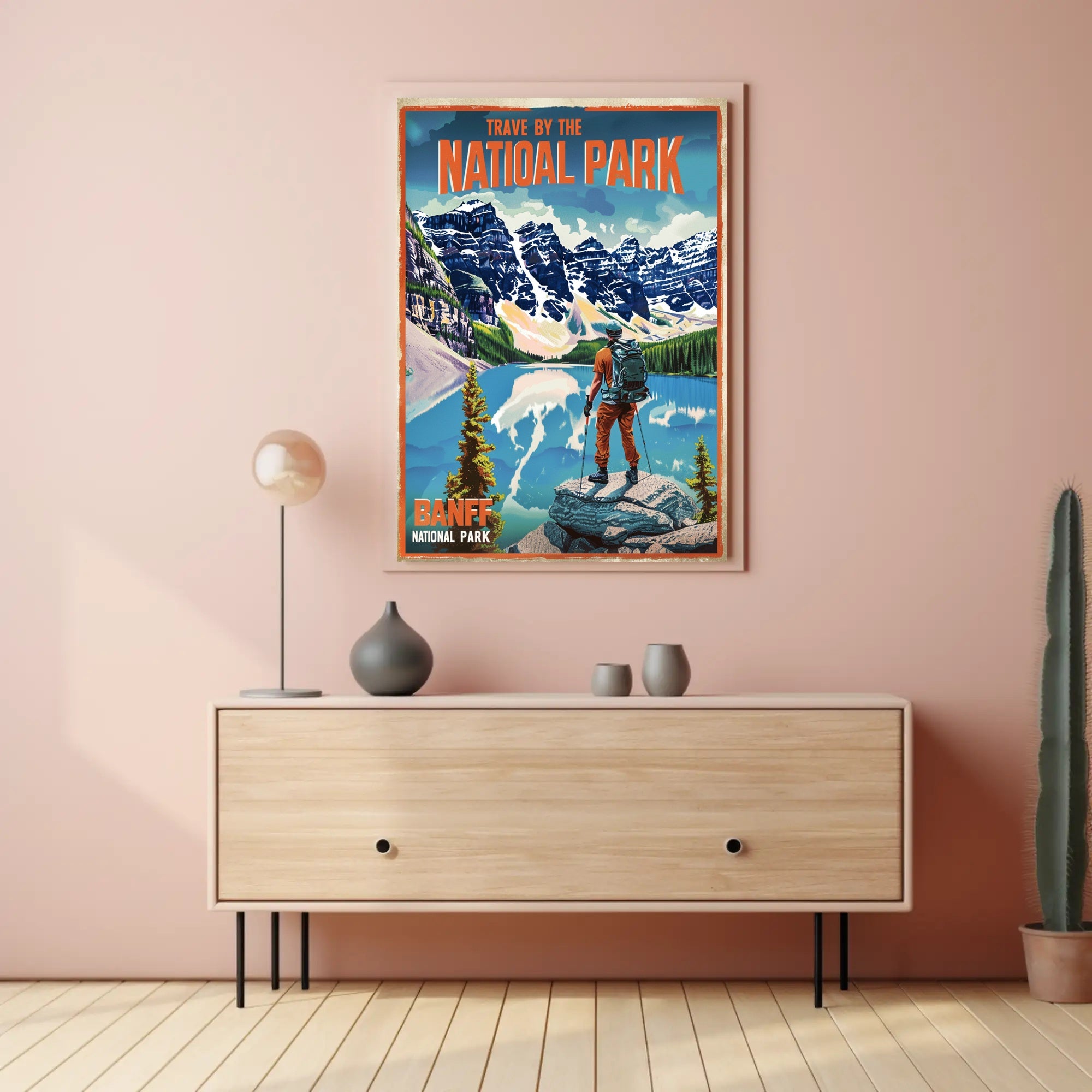 Traveler's Adventure in Banff National Park Travel Poster PosterGoat