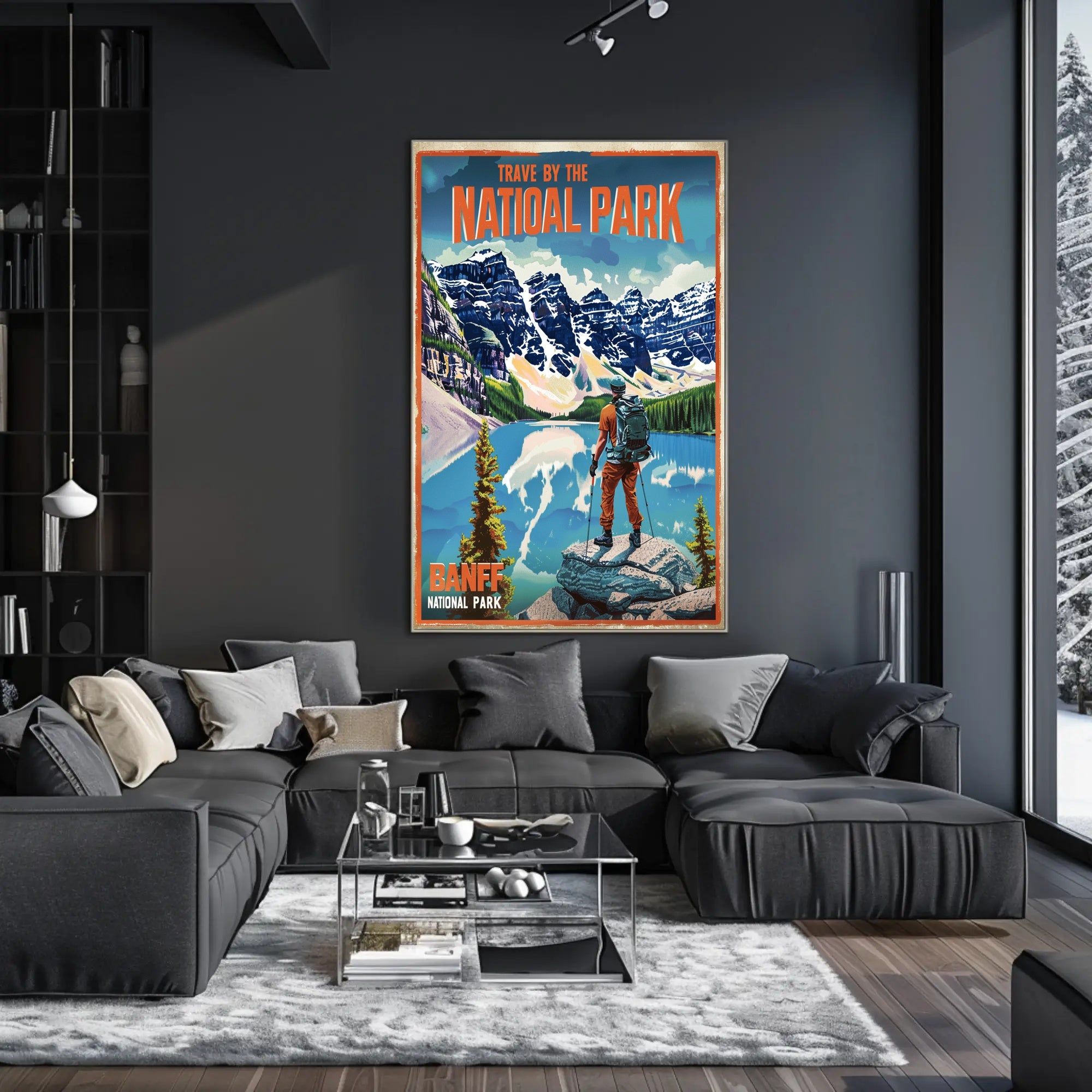 Traveler's Adventure in Banff National Park Travel Poster PosterGoat
