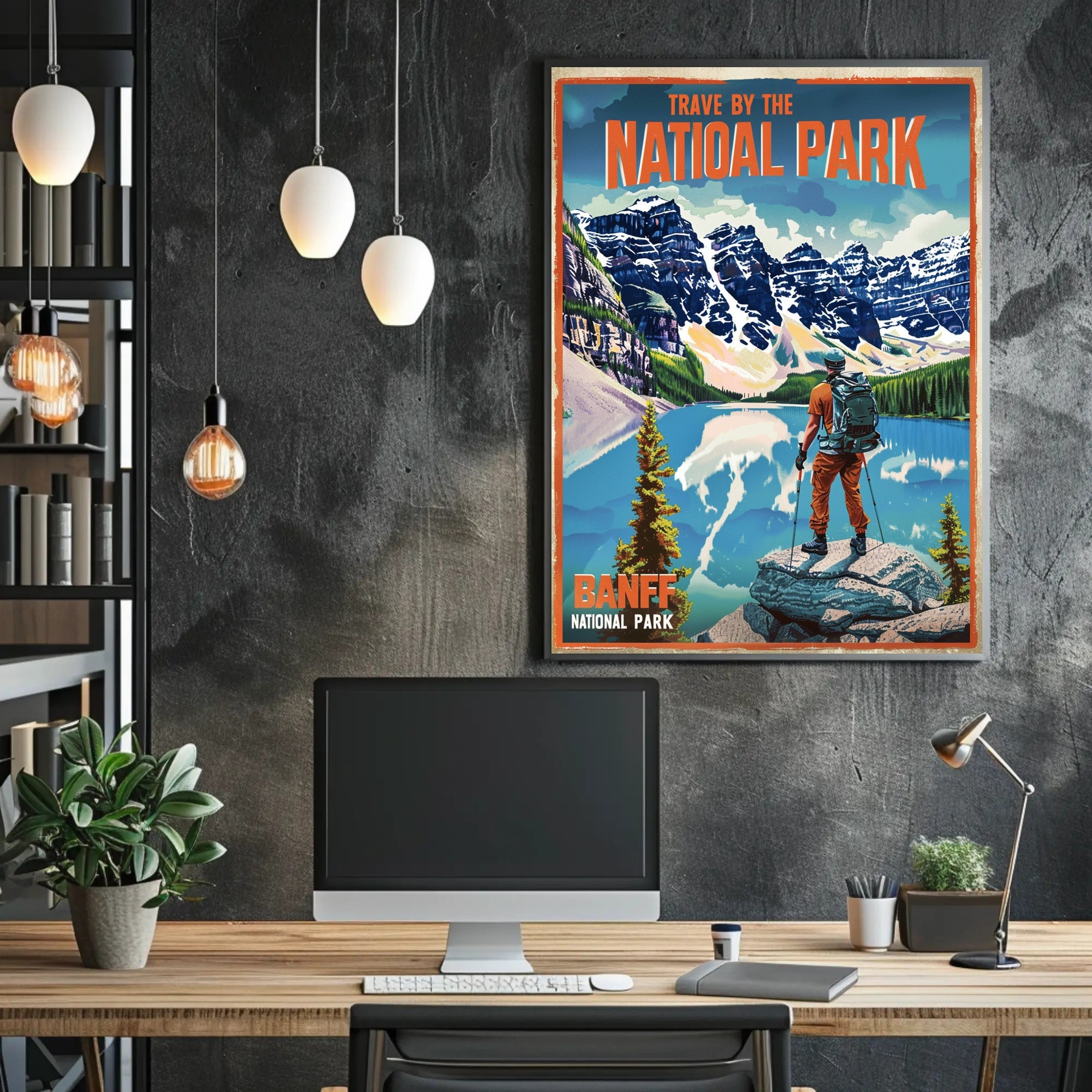 Traveler's Adventure in Banff National Park Travel Poster PosterGoat