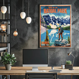 Traveler's Adventure in Banff National Park Travel Poster PosterGoat