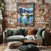 Traveler's Adventure in Banff National Park Travel Poster PosterGoat