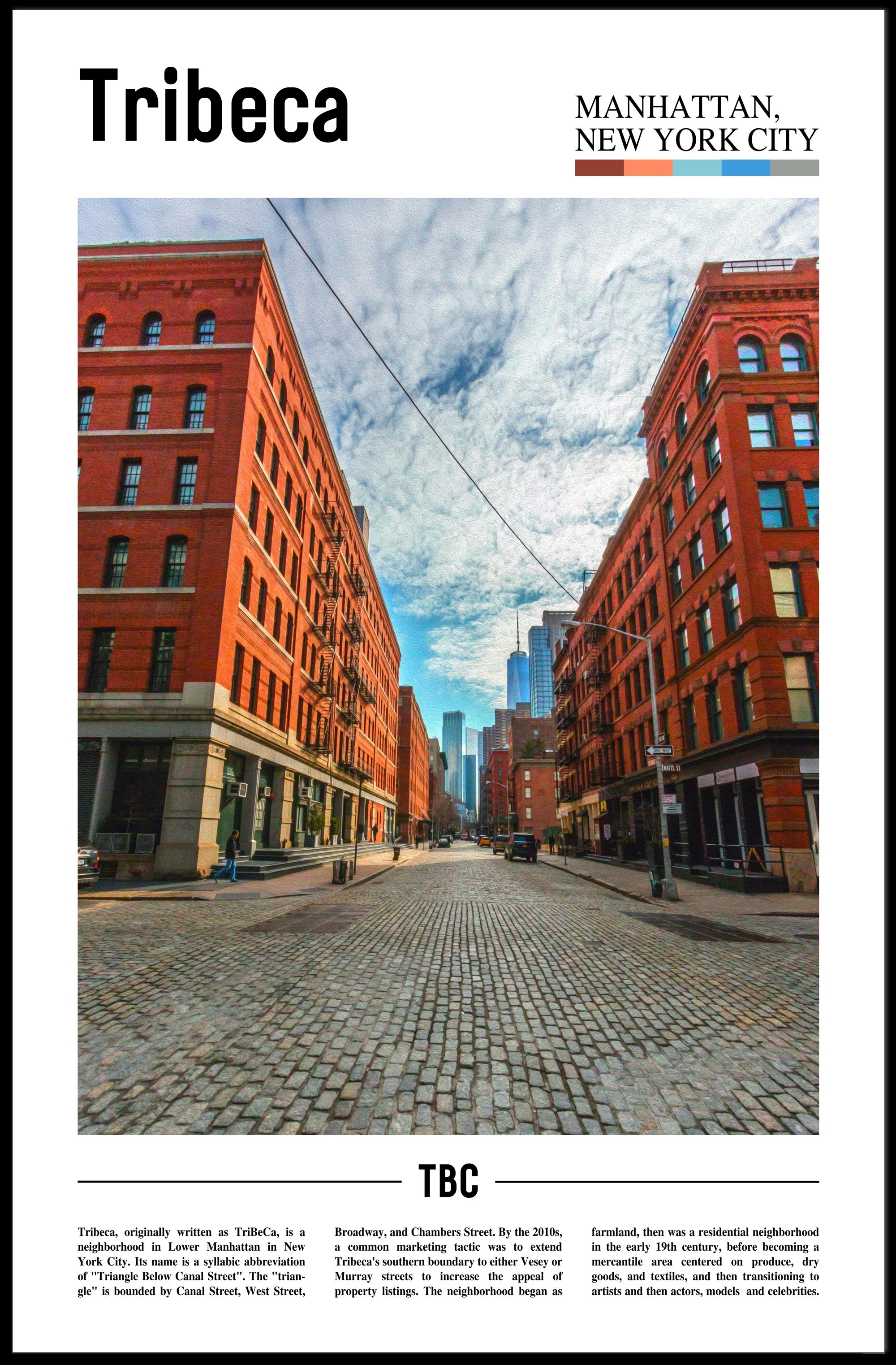 Tribeca's Iconic Architecture in Urban Scene Travel Poster PosterGoat