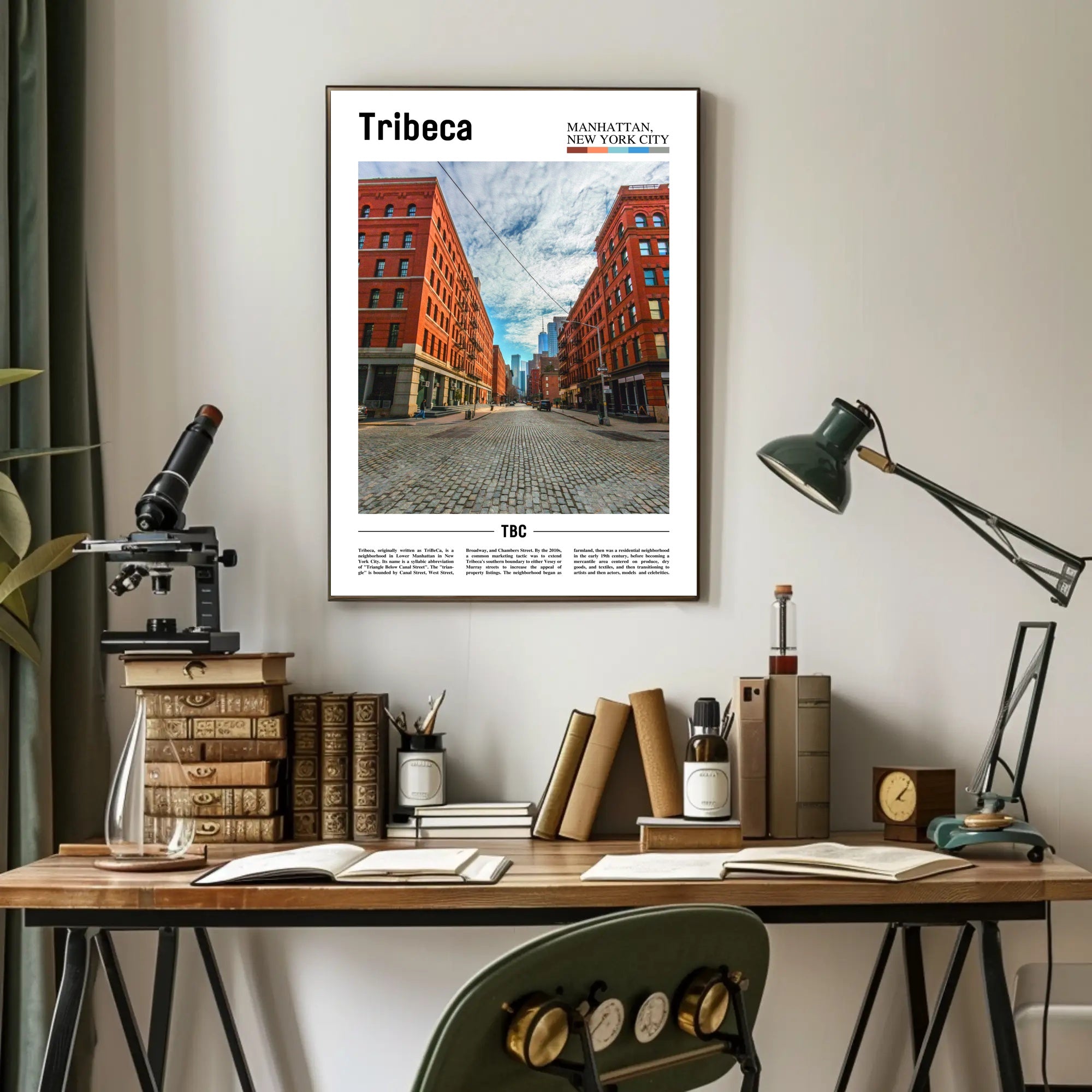 Tribeca's Iconic Architecture in Urban Scene Travel Poster PosterGoat