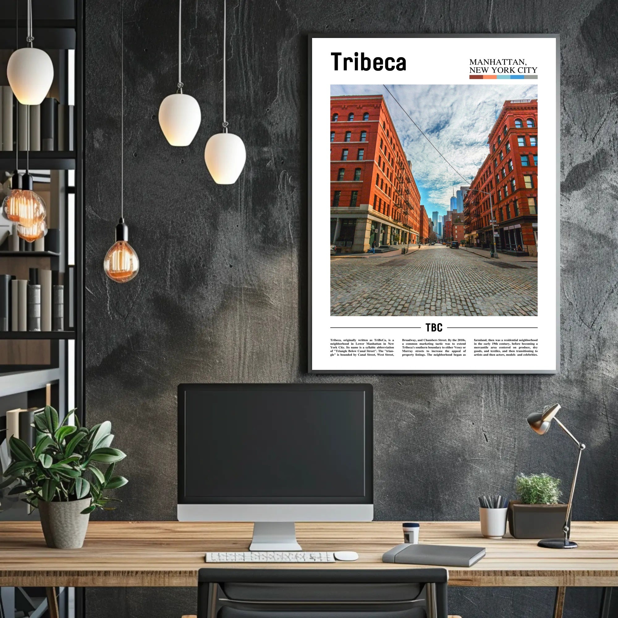 Tribeca's Iconic Architecture in Urban Scene Travel Poster PosterGoat
