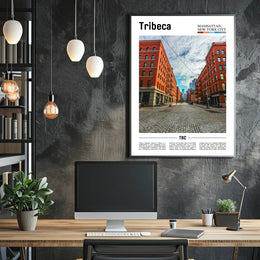 Tribeca's Iconic Architecture in Urban Scene Travel Poster PosterGoat