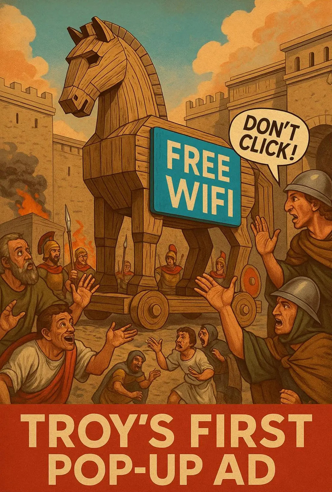 Trojan Horse Meets Modern Digital Culture Pop Culture Poster PosterGoat