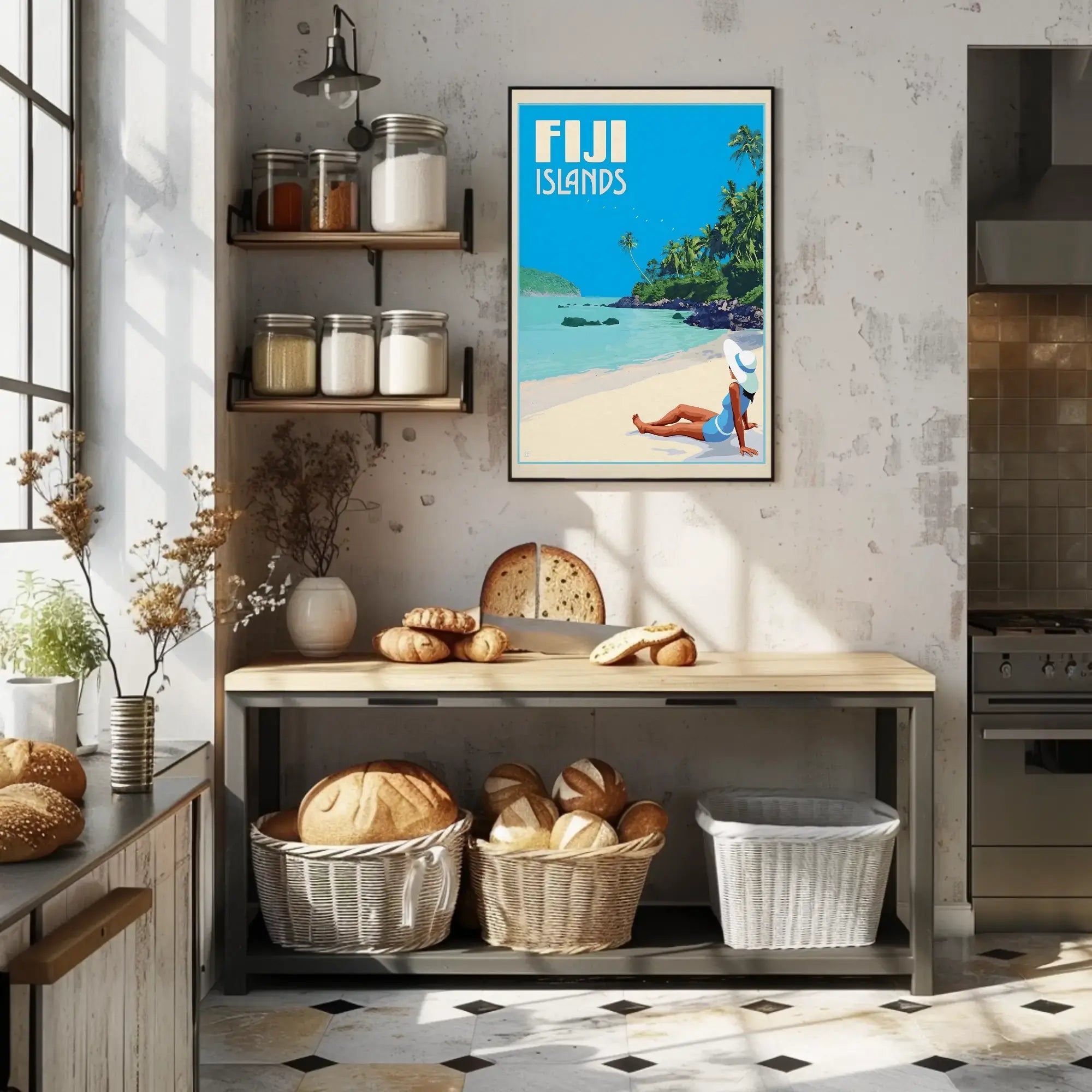 Tropical Beach Escape Fiji Islands Travel Poster PosterGoat