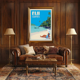 Tropical Beach Escape Fiji Islands Travel Poster PosterGoat