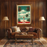 Tropical Beach Escape Vintage Travel Poster PosterGoat