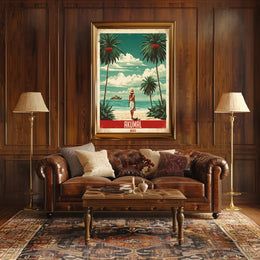 Tropical Beach Escape Vintage Travel Poster PosterGoat