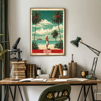 Tropical Beach Escape Vintage Travel Poster PosterGoat