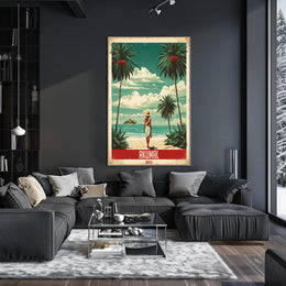 Tropical Beach Escape Vintage Travel Poster PosterGoat