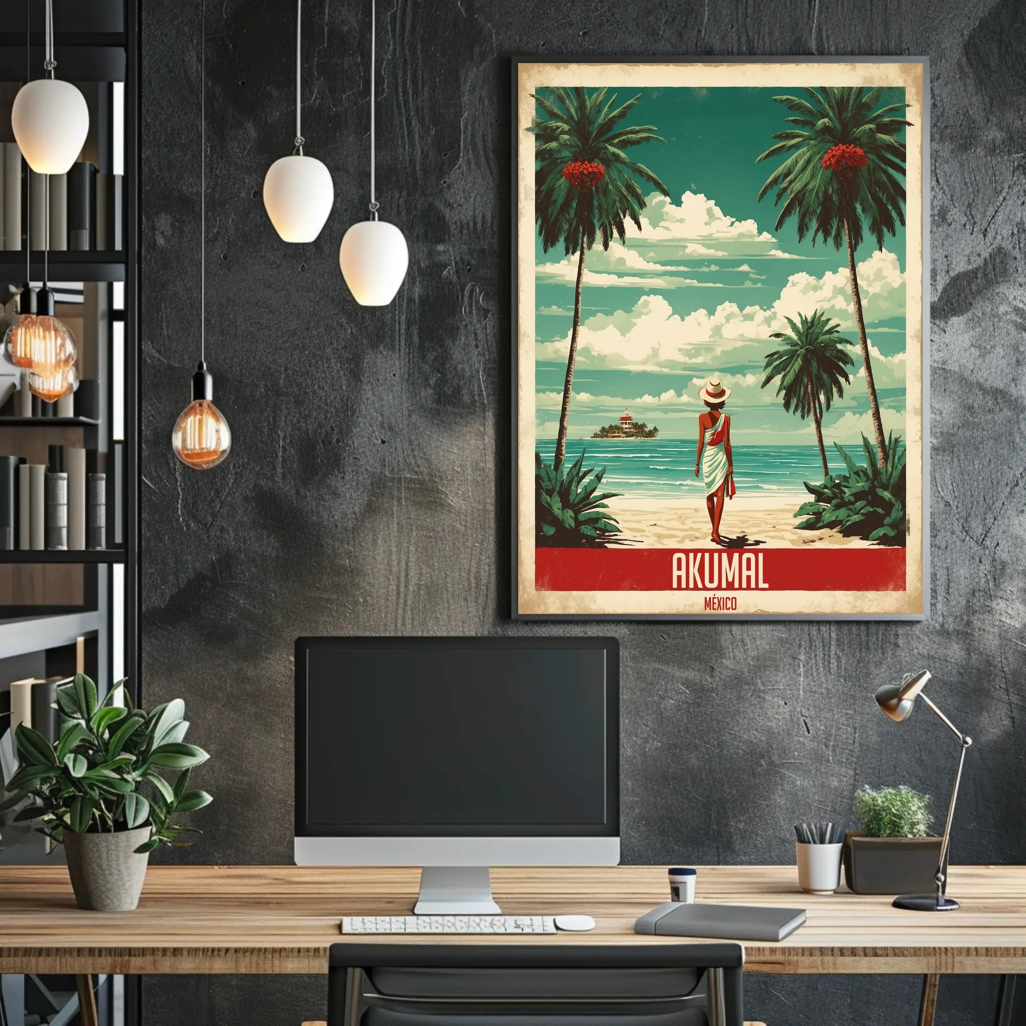 Tropical Beach Escape Vintage Travel Poster PosterGoat
