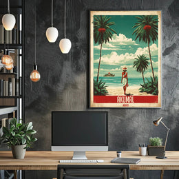 Tropical Beach Escape Vintage Travel Poster PosterGoat