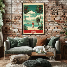 Tropical Beach Escape Vintage Travel Poster PosterGoat