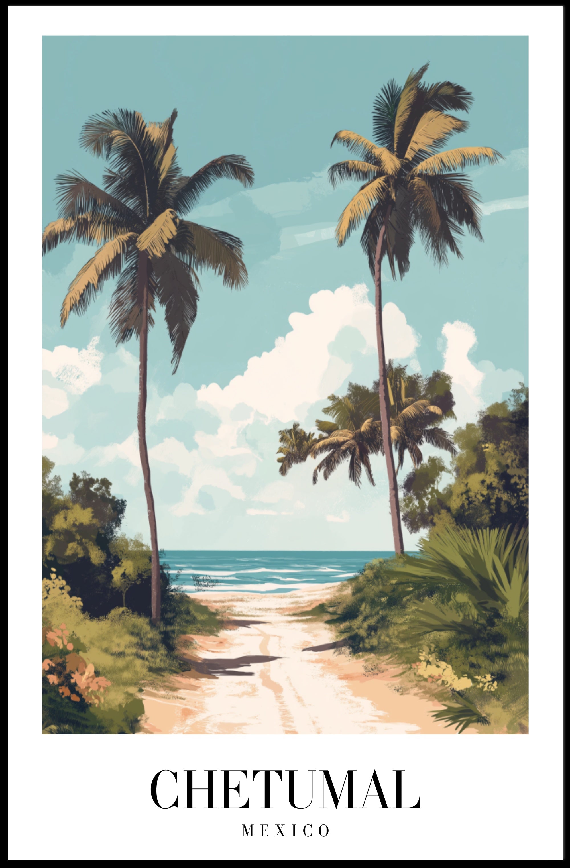 Tropical Beach Paradise Vintage Travel Poster PosterGoat