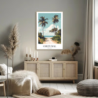 Tropical Beach Paradise Vintage Travel Poster PosterGoat