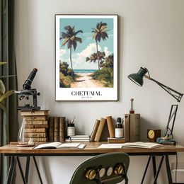 Tropical Beach Paradise Vintage Travel Poster PosterGoat
