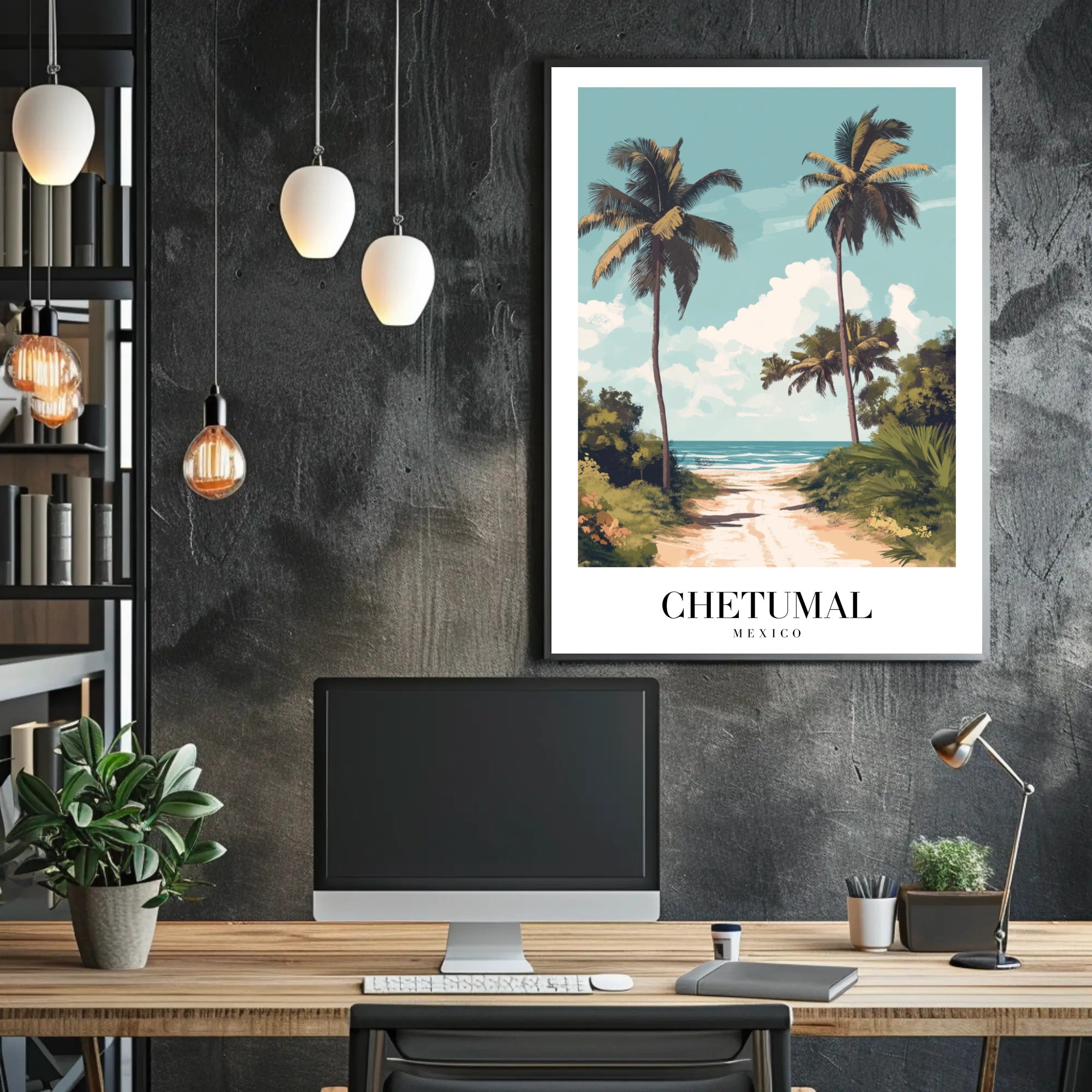 Tropical Beach Paradise Vintage Travel Poster PosterGoat