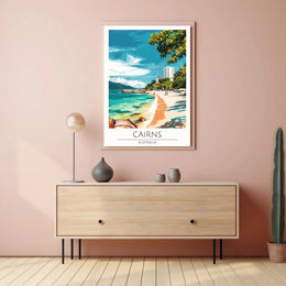 Tropical Beach Scene in Cairns, Australia Travel Poster PosterGoat