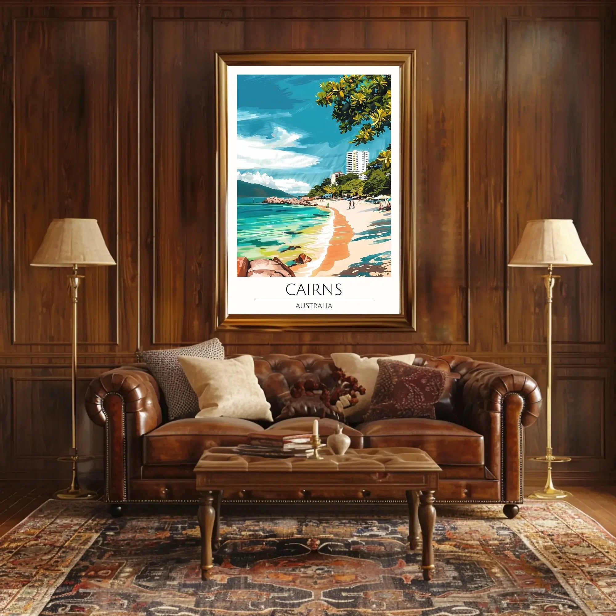 Tropical Beach Scene in Cairns, Australia Travel Poster PosterGoat