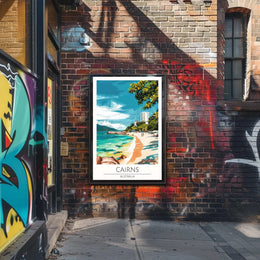 Tropical Beach Scene in Cairns, Australia Travel Poster PosterGoat