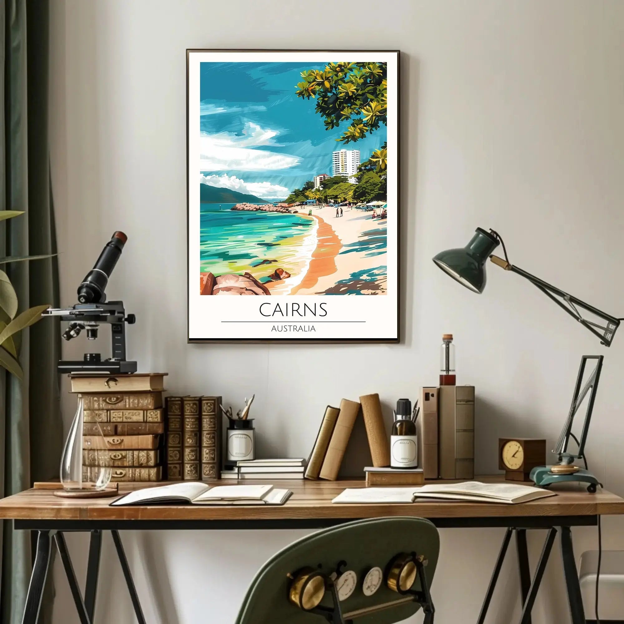Tropical Beach Scene in Cairns, Australia Travel Poster PosterGoat