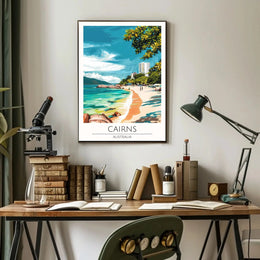 Tropical Beach Scene in Cairns, Australia Travel Poster PosterGoat