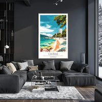Tropical Beach Scene in Cairns, Australia Travel Poster PosterGoat