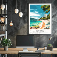 Tropical Beach Scene in Cairns, Australia Travel Poster PosterGoat