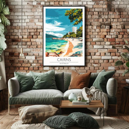 Tropical Beach Scene in Cairns, Australia Travel Poster PosterGoat