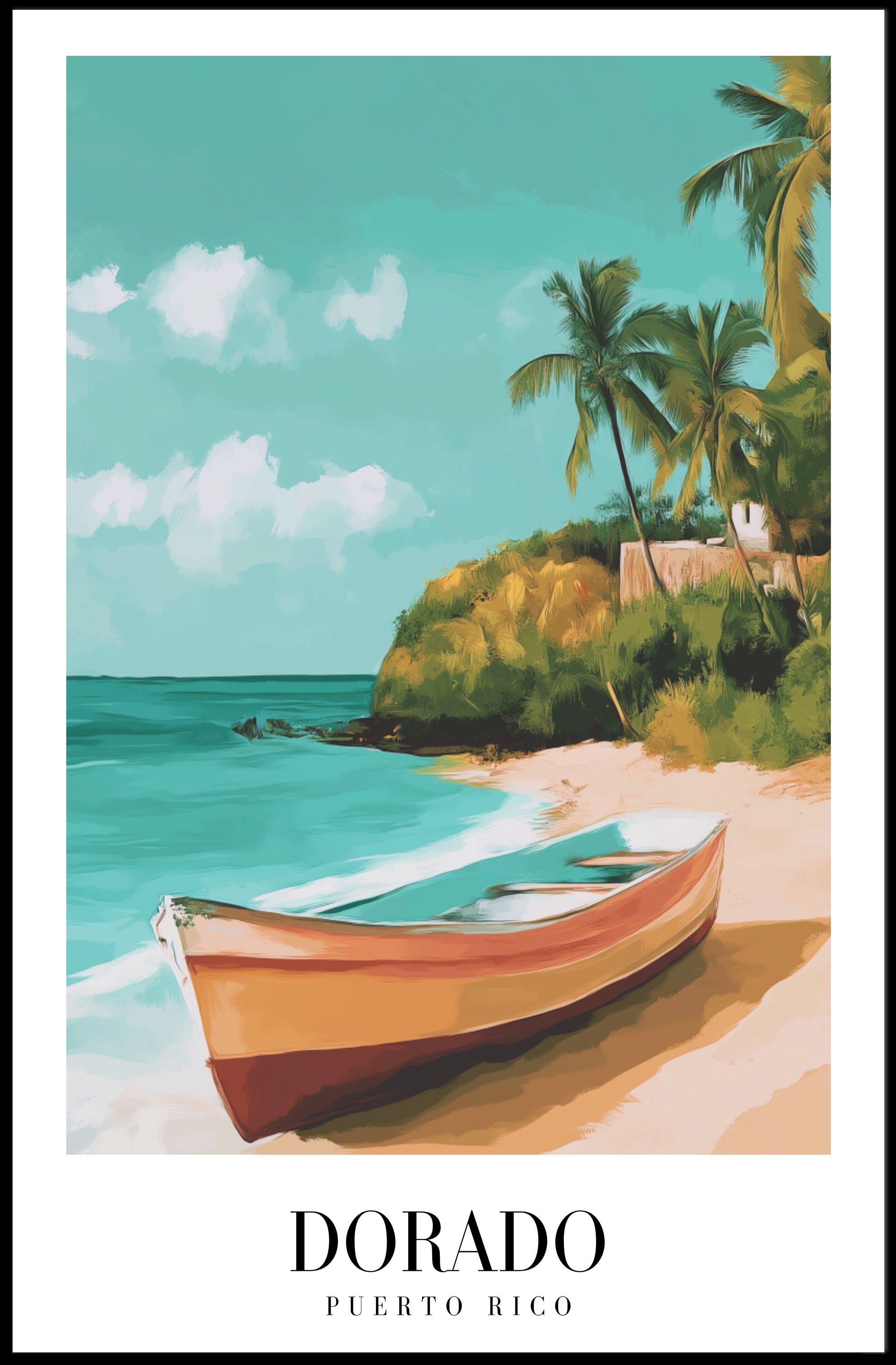 Tropical Beach Scene: Dorado, Puerto Rico Travel Poster PosterGoat