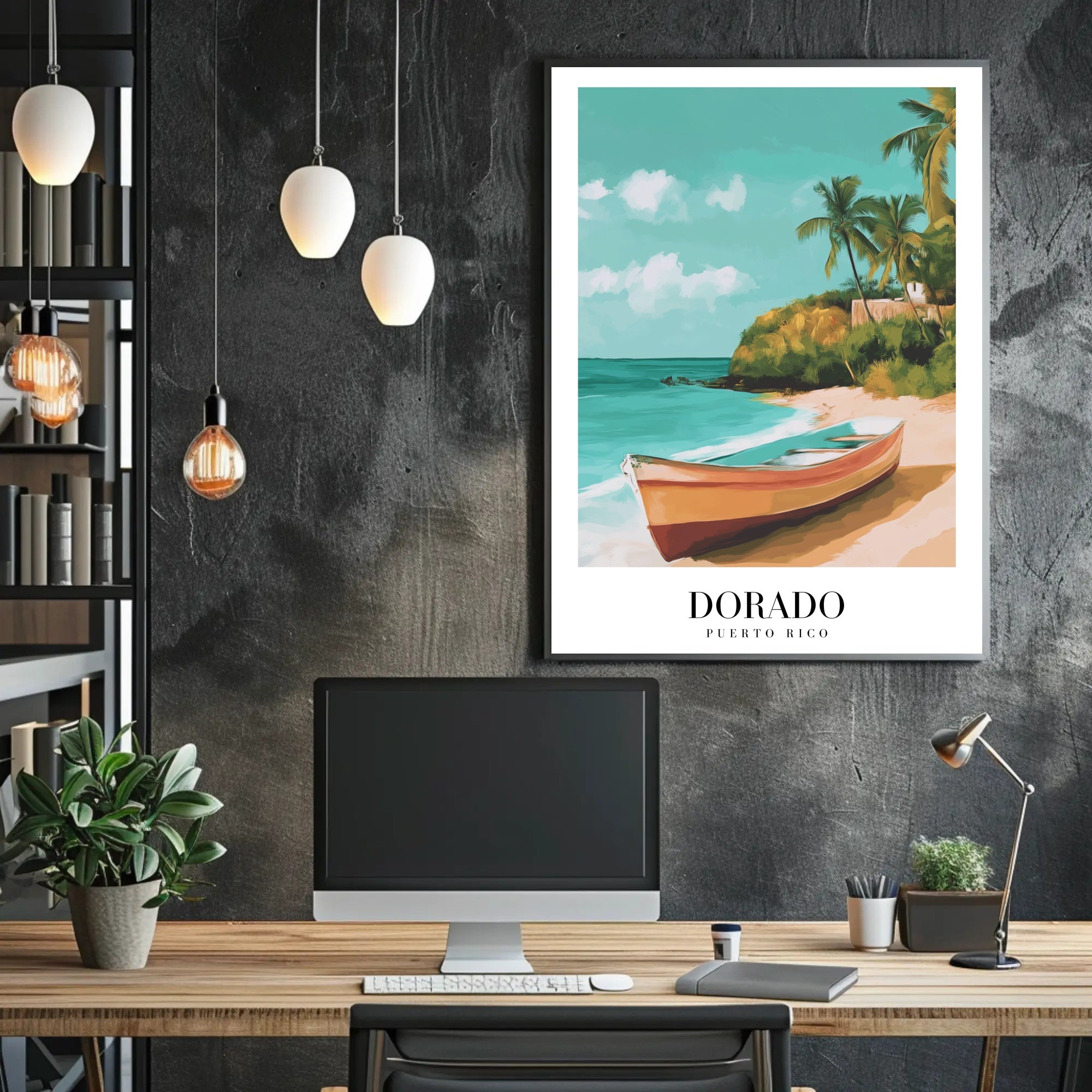 Tropical Beach Scene: Dorado, Puerto Rico Travel Poster PosterGoat
