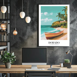 Tropical Beach Scene: Dorado, Puerto Rico Travel Poster PosterGoat