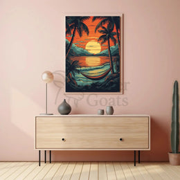 Tropical Beach Sunset Getaway Travel Poster PosterGoat
