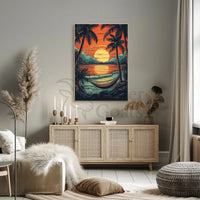 Tropical Beach Sunset Getaway Travel Poster PosterGoat