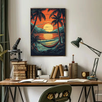 Tropical Beach Sunset Getaway Travel Poster PosterGoat