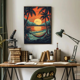 Tropical Beach Sunset Getaway Travel Poster PosterGoat