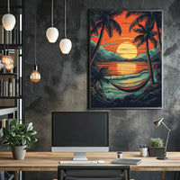 Tropical Beach Sunset Getaway Travel Poster PosterGoat