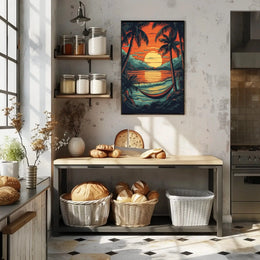 Tropical Beach Sunset Getaway Travel Poster PosterGoat