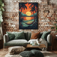 Tropical Beach Sunset Getaway Travel Poster PosterGoat