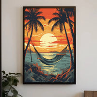 Tropical Beach Sunset Tranquility Travel Poster PosterGoat