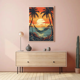 Tropical Beach Sunset Tranquility Travel Poster PosterGoat