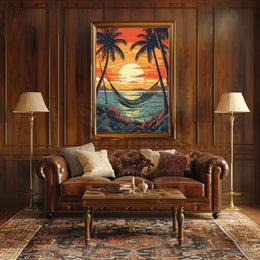 Tropical Beach Sunset Tranquility Travel Poster PosterGoat