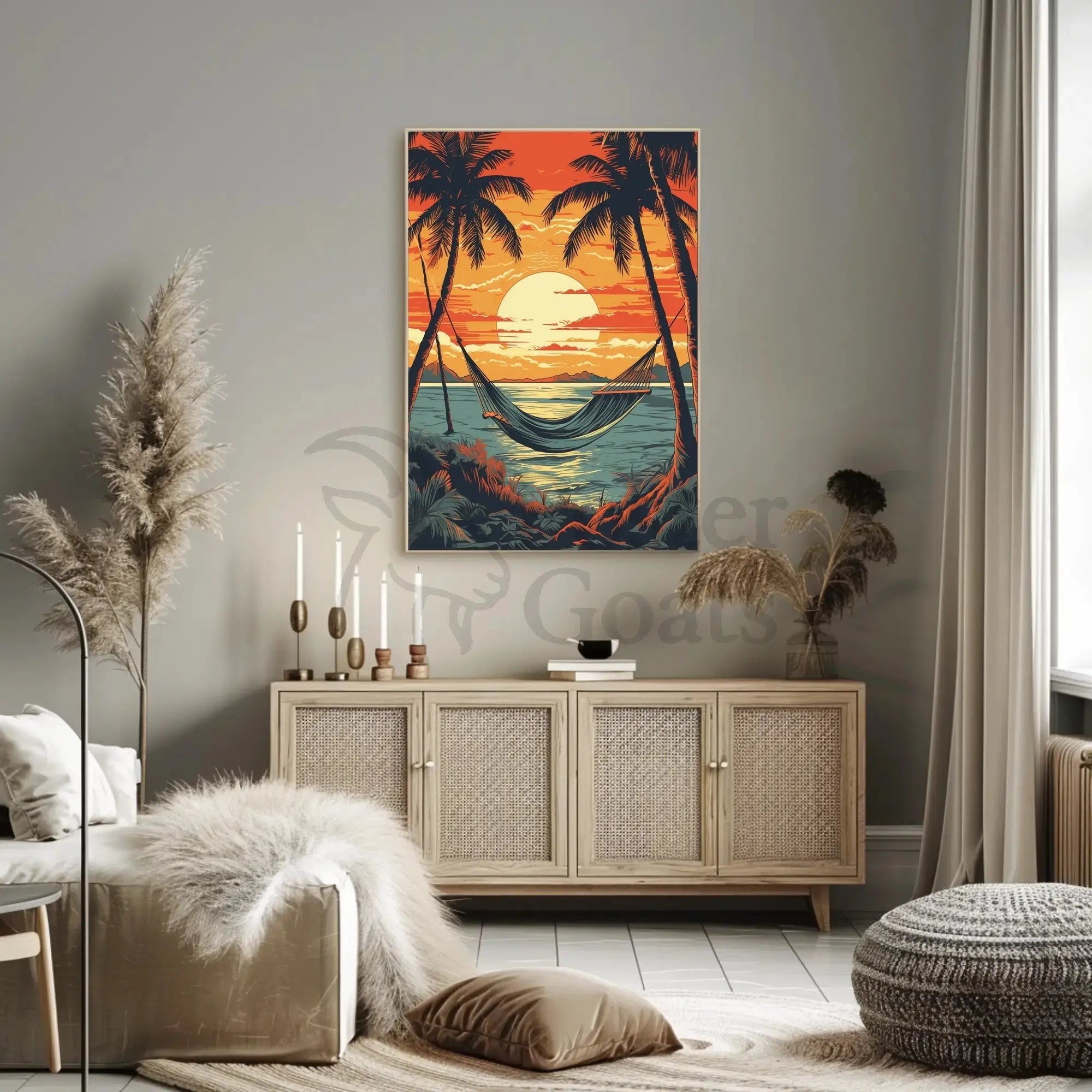 Tropical Beach Sunset Tranquility Travel Poster PosterGoat