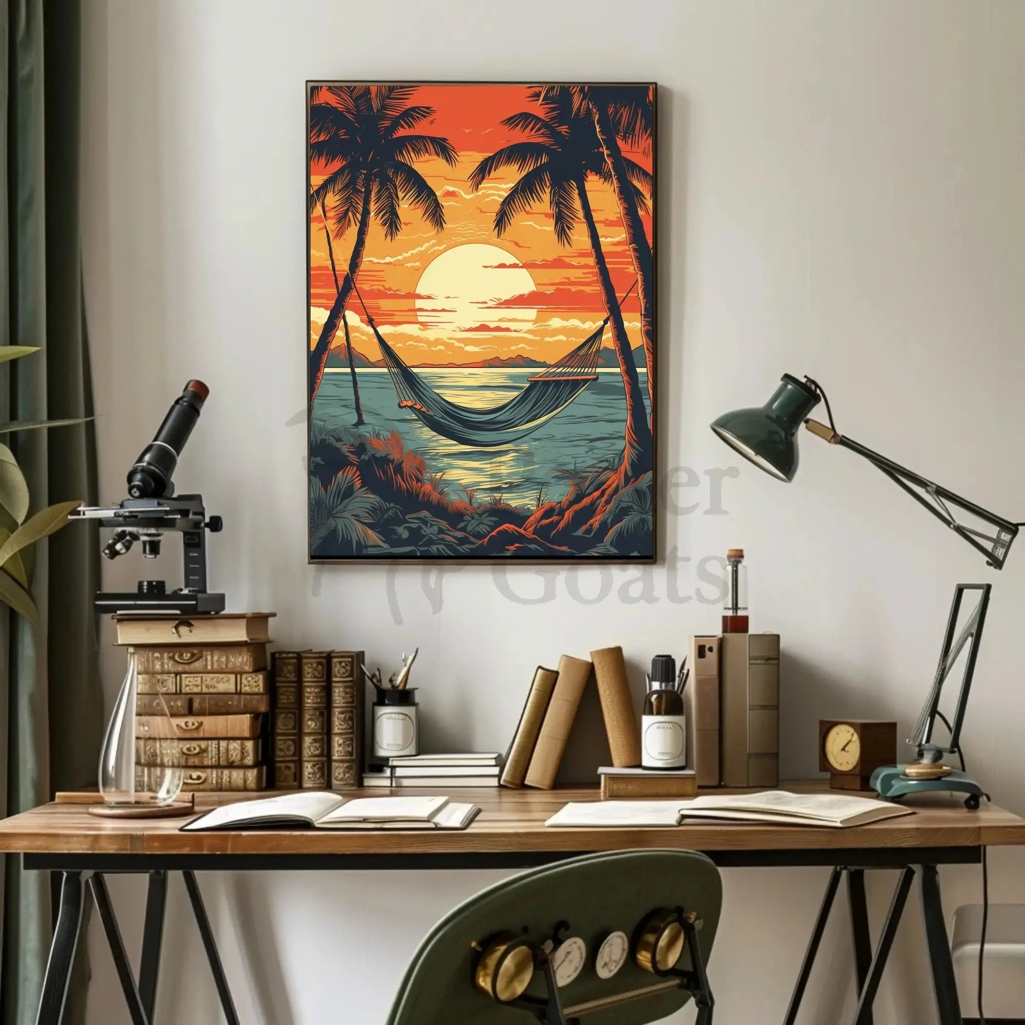 Tropical Beach Sunset Tranquility Travel Poster PosterGoat